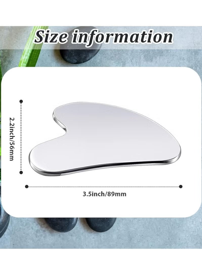 MOSH Stainless Steel Gua Sha Tool Facial Gua Sha Tool Tighten Skin Care Tools Massage Beauty Tool for Body Eyes Neck Massager with Travel Pouch (Heart model) - Image 2